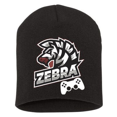 Zebra Gamer Controller Graphic Design For Gamer Kids Short Acrylic Beanie