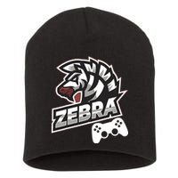 Zebra Gamer Controller Graphic Design For Gamer Kids Short Acrylic Beanie