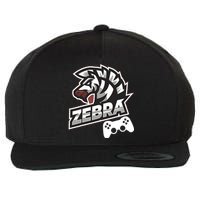 Zebra Gamer Controller Graphic Design For Gamer Kids Wool Snapback Cap