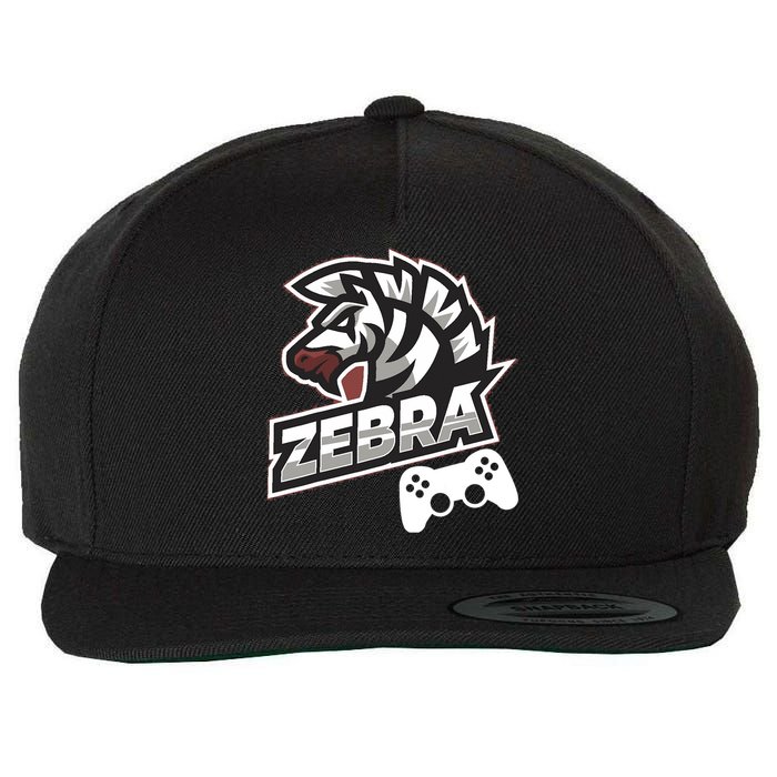 Zebra Gamer Controller Graphic Design For Gamer Kids Wool Snapback Cap