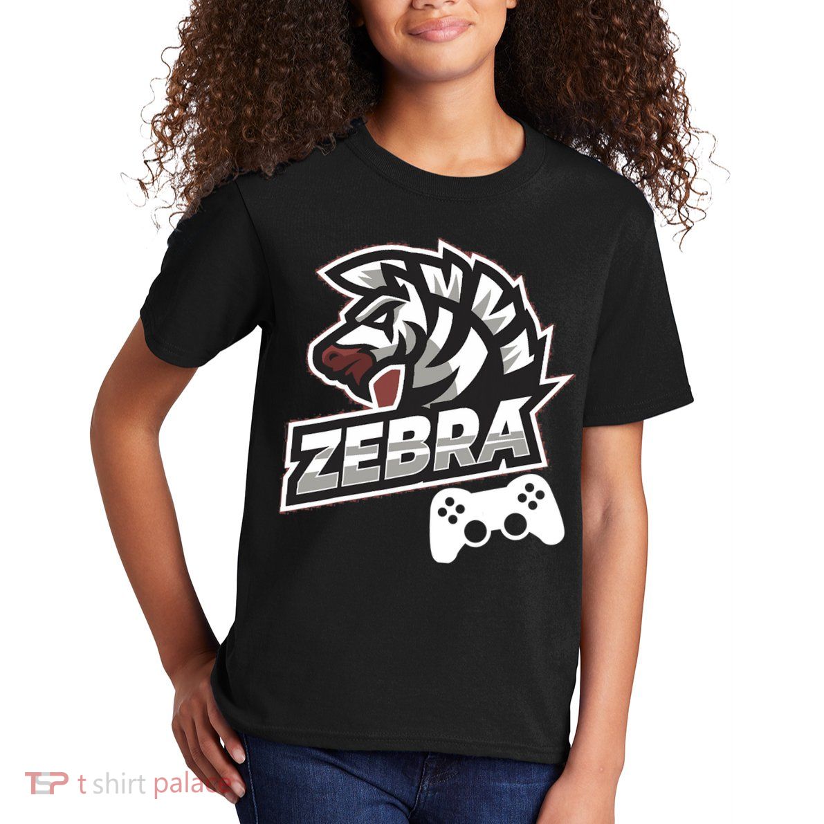 Zebra Gamer Controller Graphic Design For Gamer Kids Kids T-Shirt