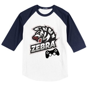 Zebra Gamer Controller Graphic Design For Gamer Kids Baseball Sleeve Shirt