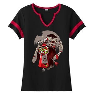 Zombie Gumballs Eyes Brains Halloween Ladies Halftime Notch Neck Tee