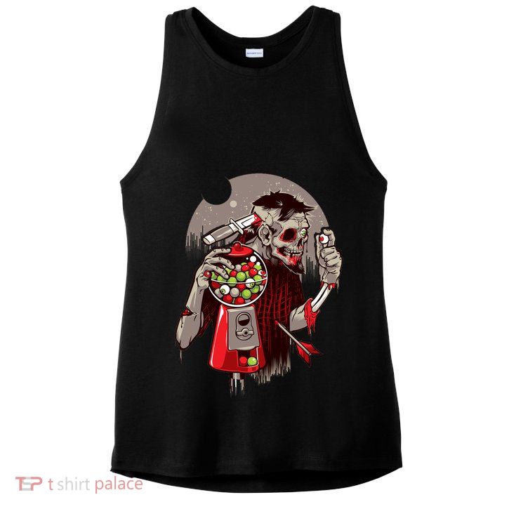 Zombie Gumballs Eyes Brains Halloween Ladies PosiCharge Tri-Blend Wicking Tank