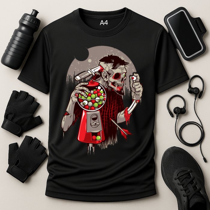 Zombie Gumballs Eyes Brains Halloween Cooling Performance Crew T-Shirt