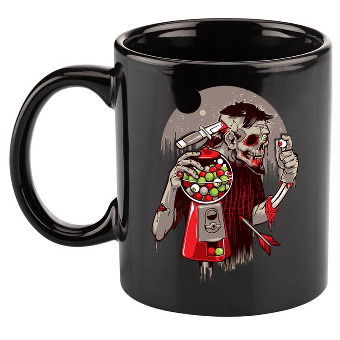 Zombie Gumballs Eyes Brains Halloween 11oz C Handle Ceramic Mug