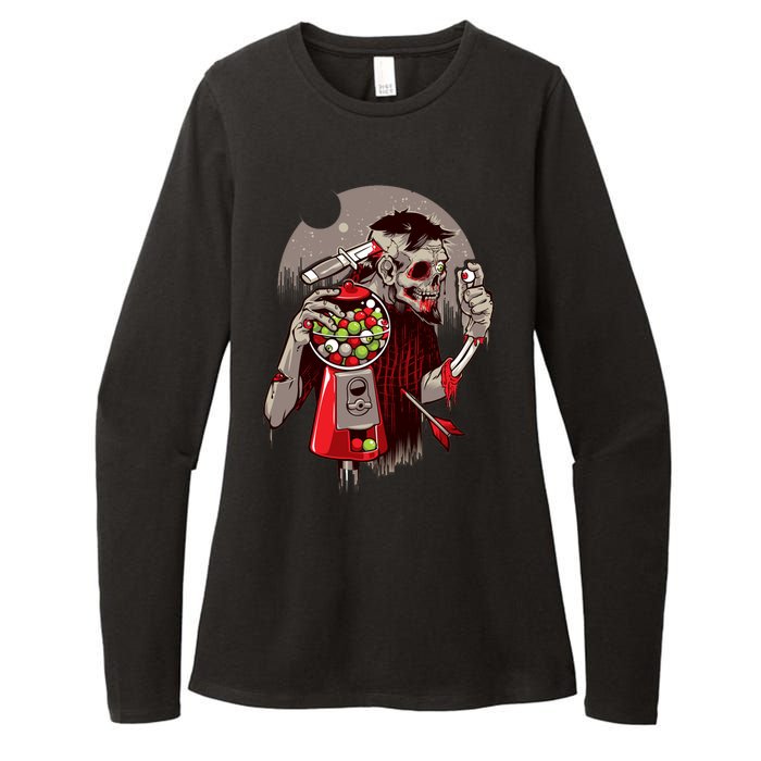 Zombie Gumballs Eyes Brains Halloween Womens CVC Long Sleeve Shirt