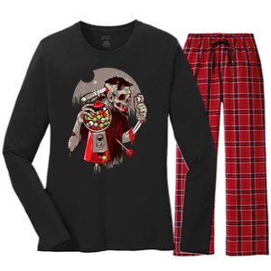 Zombie Gumballs Eyes Brains Halloween Women's Long Sleeve Flannel Pajama Set 