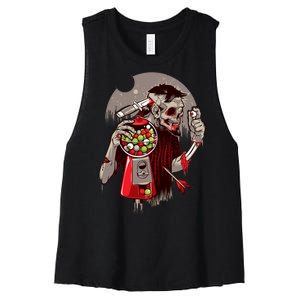 Zombie Gumballs Eyes Brains Halloween Women's Racerback Cropped Tank