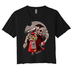 Zombie Gumballs Eyes Brains Halloween Women's Crop Top Tee