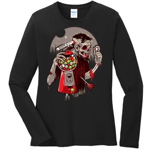 Zombie Gumballs Eyes Brains Halloween Ladies Long Sleeve Shirt