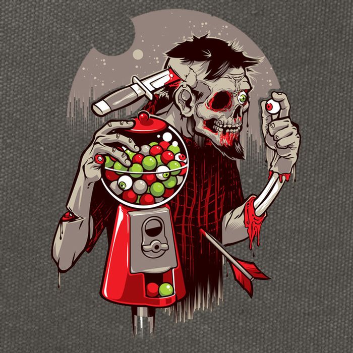 Zombie Gumballs Eyes Brains Halloween Cotton Canvas Backpack