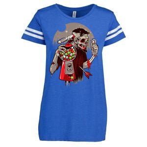 Zombie Gumballs Eyes Brains Halloween Enza Ladies Jersey Football T-Shirt