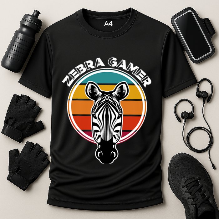 Zebra Gamer Gaming Graphic Design For Gamer Cooling Performance Crew T-Shirt