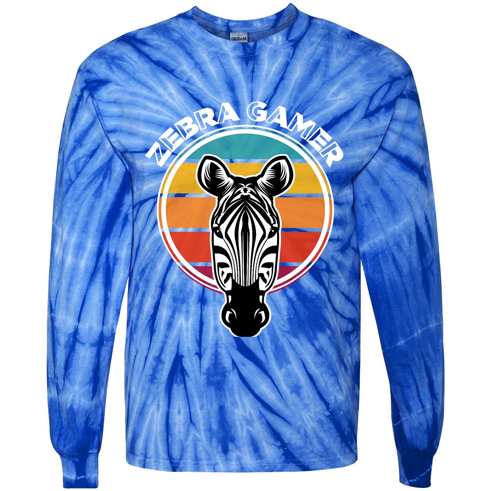 Zebra Gamer Gaming Graphic Design For Gamer Tie-Dye Long Sleeve Shirt