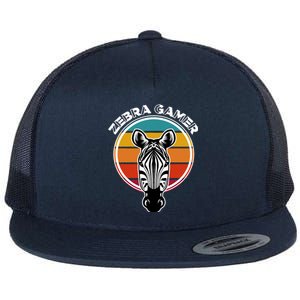 Zebra Gamer Gaming Graphic Design For Gamer Flat Bill Trucker Hat