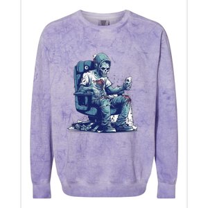 Zombie Gamer Halloween Costume Gaming Videogame Controller Cool Gift Colorblast Crewneck Sweatshirt