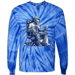 Zombie Gamer Halloween Costume Gaming Videogame Controller Cool Gift Tie-Dye Long Sleeve Shirt