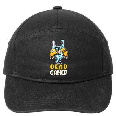 Zombie Gamer Halloween Video Game Skeleton Dia De Muertos Funny Gift 7-Panel Snapback Hat