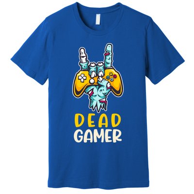 Zombie Gamer Halloween Video Game Skeleton Dia De Muertos Funny Gift Premium T-Shirt