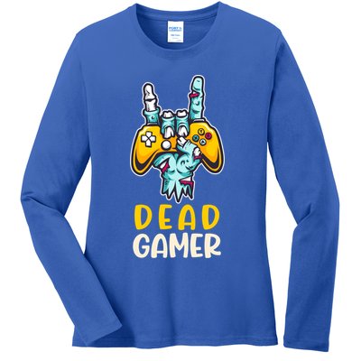 Zombie Gamer Halloween Video Game Skeleton Dia De Muertos Funny Gift Ladies Long Sleeve Shirt