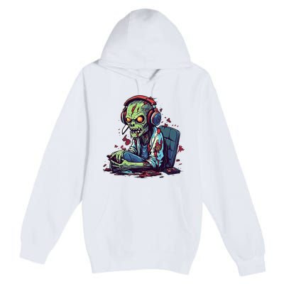 Zombie Gamer Halloween Costume Gaming Video Game Controller Premium Pullover Hoodie