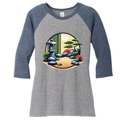 Zen Garden Tranquility Graphic S26 Women's Tri-Blend 3/4-Sleeve Raglan Shirt