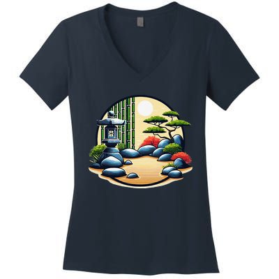 Zen Garden Tranquility Graphic S26 Women's V-Neck T-Shirt