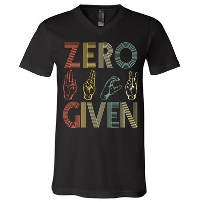 Zero Given Vintage 0 Fucks Given Sign Language V-Neck T-Shirt