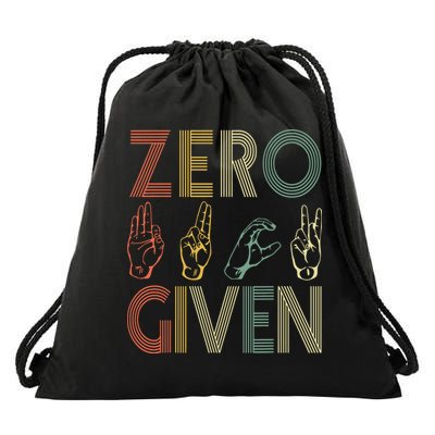 Zero Given Vintage 0 Fucks Given Sign Language Drawstring Bag