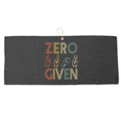 Zero Given Vintage 0 Fucks Given Sign Language Large Microfiber Waffle Golf Towel
