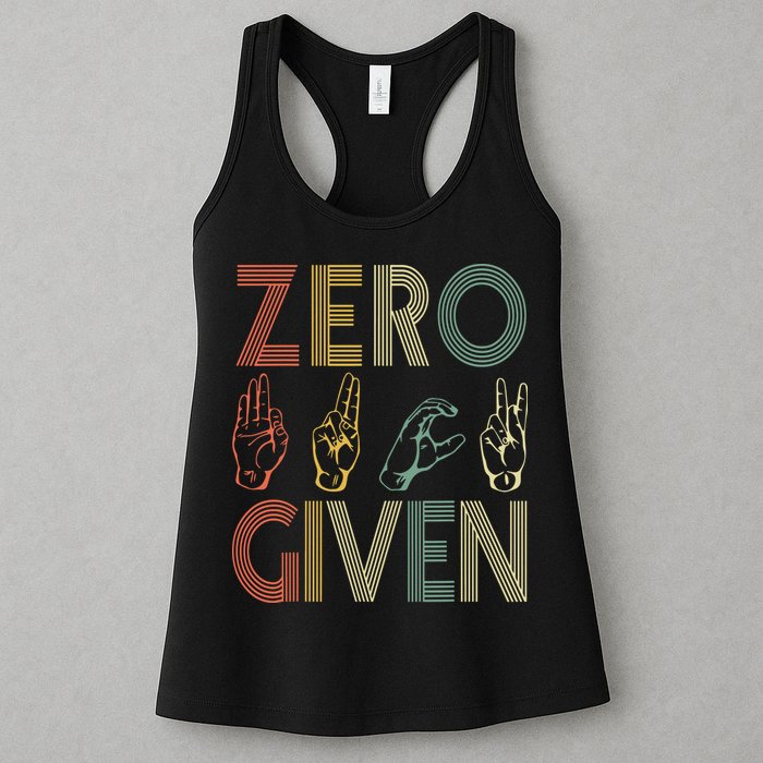 Zero Given Vintage 0 Fucks Given Sign Language Womens Tank Top
