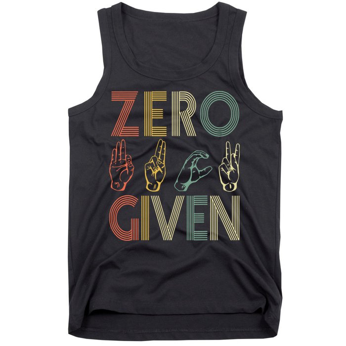 Zero Given Vintage 0 Fucks Given Sign Language Tank Top