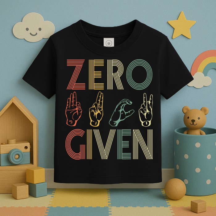 Zero Given Vintage 0 Fucks Given Sign Language Toddler T-Shirt