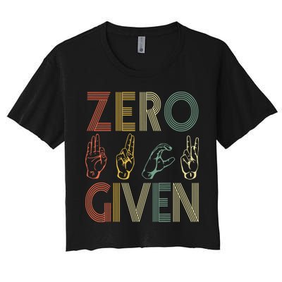 Zero Given Vintage 0 Fucks Given Sign Language Crop Top
