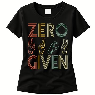 Zero Given Vintage 0 Fucks Given Sign Language Womens T-Shirt