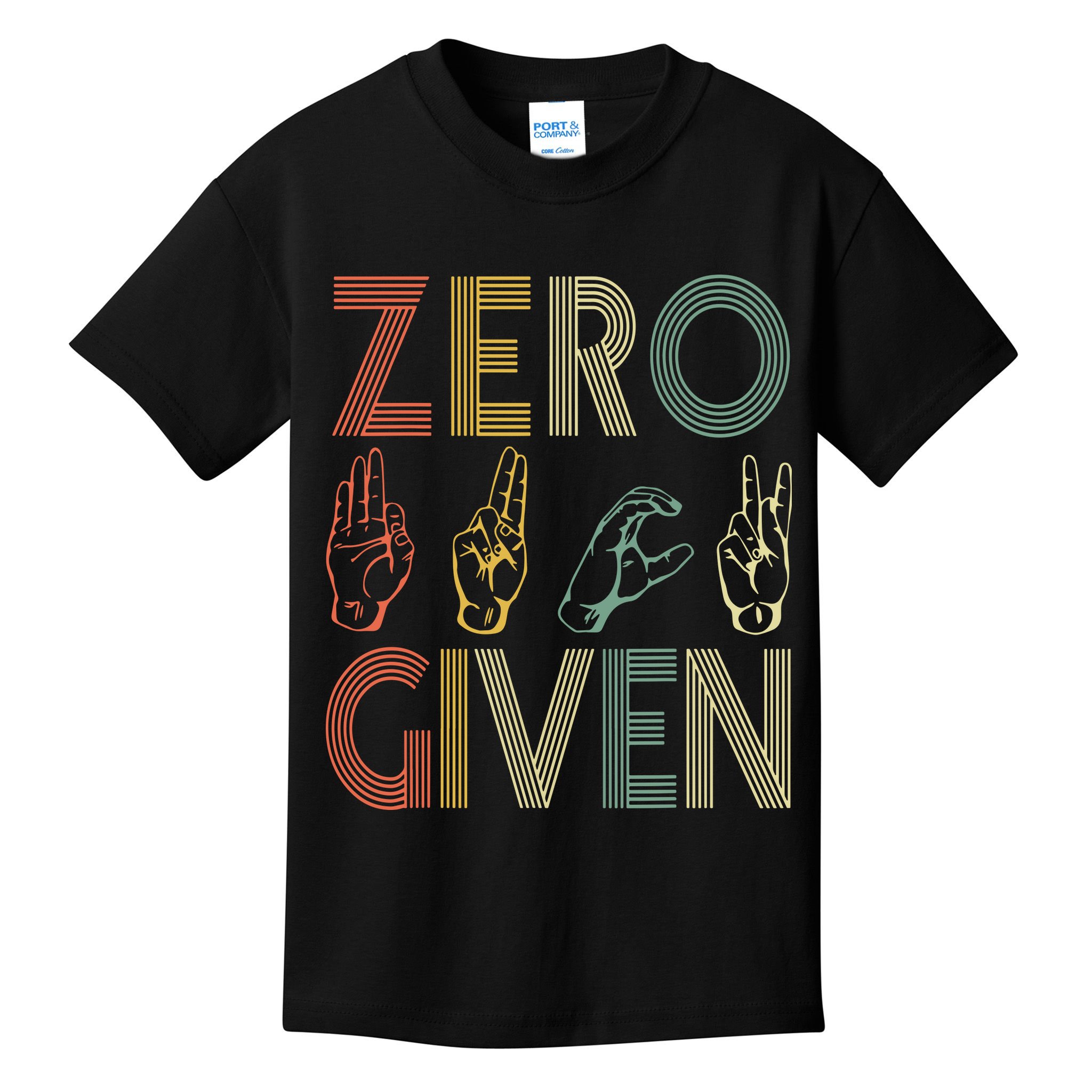 Zero Given Vintage 0 Fucks Given Sign Language Kids T-Shirt