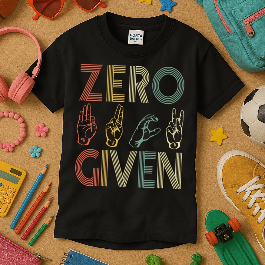 Zero Given Vintage 0 Fucks Given Sign Language Kids T-Shirt