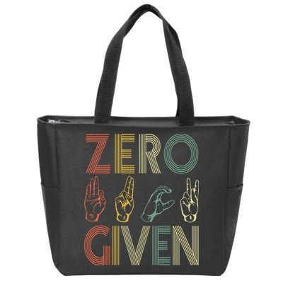 Zero Given Vintage 0 Fucks Given Sign Language Zip Tote Bag