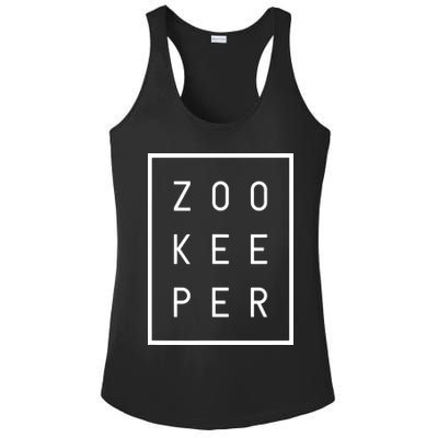 Zookeeper Gifts White Text Zoo Keeper Minimalist Ladies PosiCharge Competitor Racerback Tank
