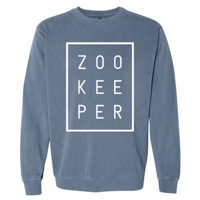 Zookeeper Gifts White Text Zoo Keeper Minimalist Garment-Dyed Sweatshirt