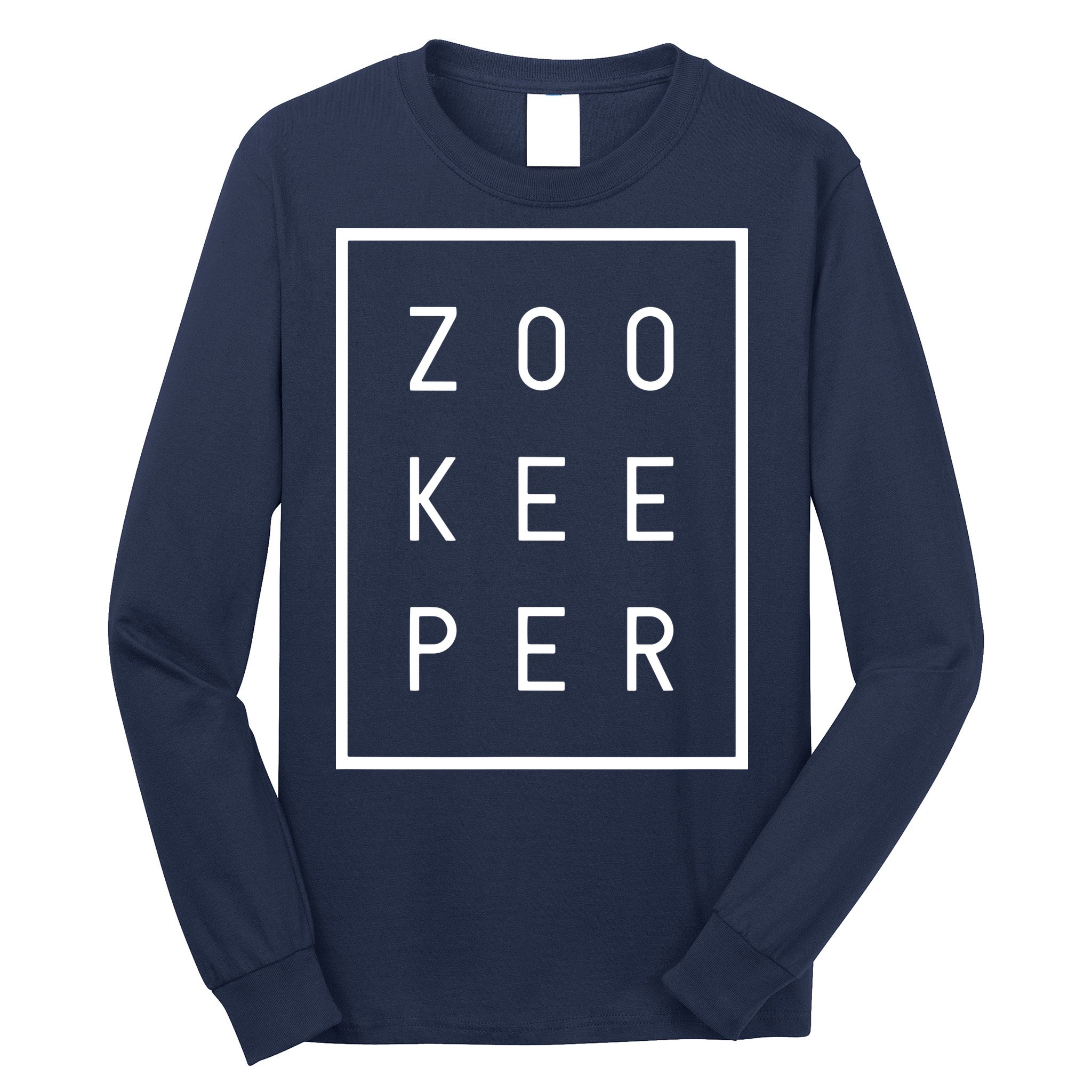 Zookeeper Gifts White Text Zoo Keeper Minimalist Long Sleeve Shirt