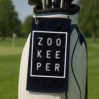 Zookeeper Gifts White Text Zoo Keeper Minimalist Golf Towel