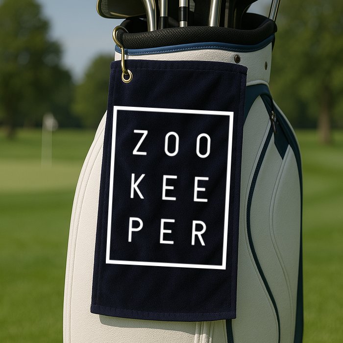 Zookeeper Gifts White Text Zoo Keeper Minimalist Golf Towel