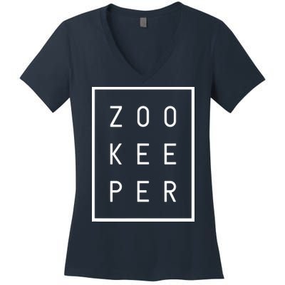 Zookeeper Gifts White Text Zoo Keeper Minimalist Women's V-Neck T-Shirt