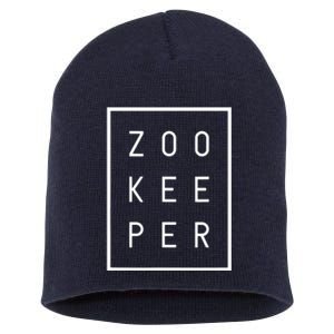 Zookeeper Gifts White Text Zoo Keeper Minimalist Short Acrylic Beanie