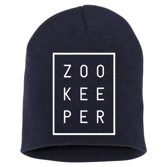 Zookeeper Gifts White Text Zoo Keeper Minimalist Short Acrylic Beanie