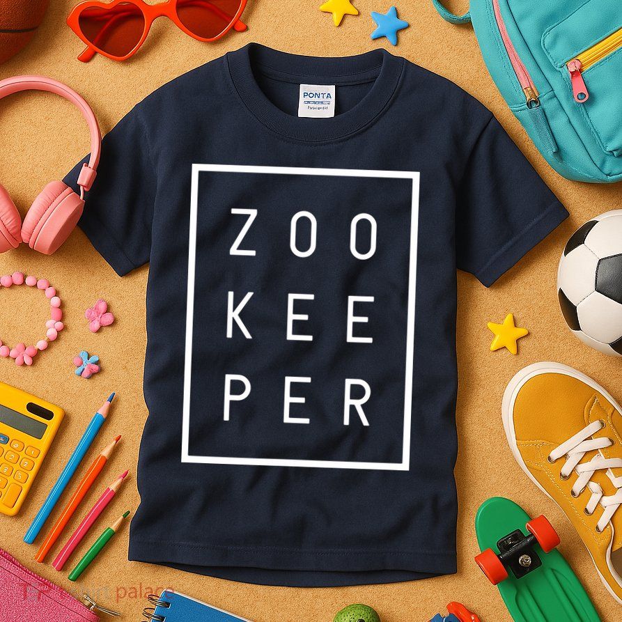 Zookeeper Gifts White Text Zoo Keeper Minimalist Kids T-Shirt