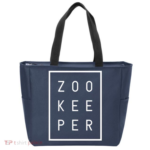 Zookeeper Gifts White Text Zoo Keeper Minimalist Zip Tote Bag