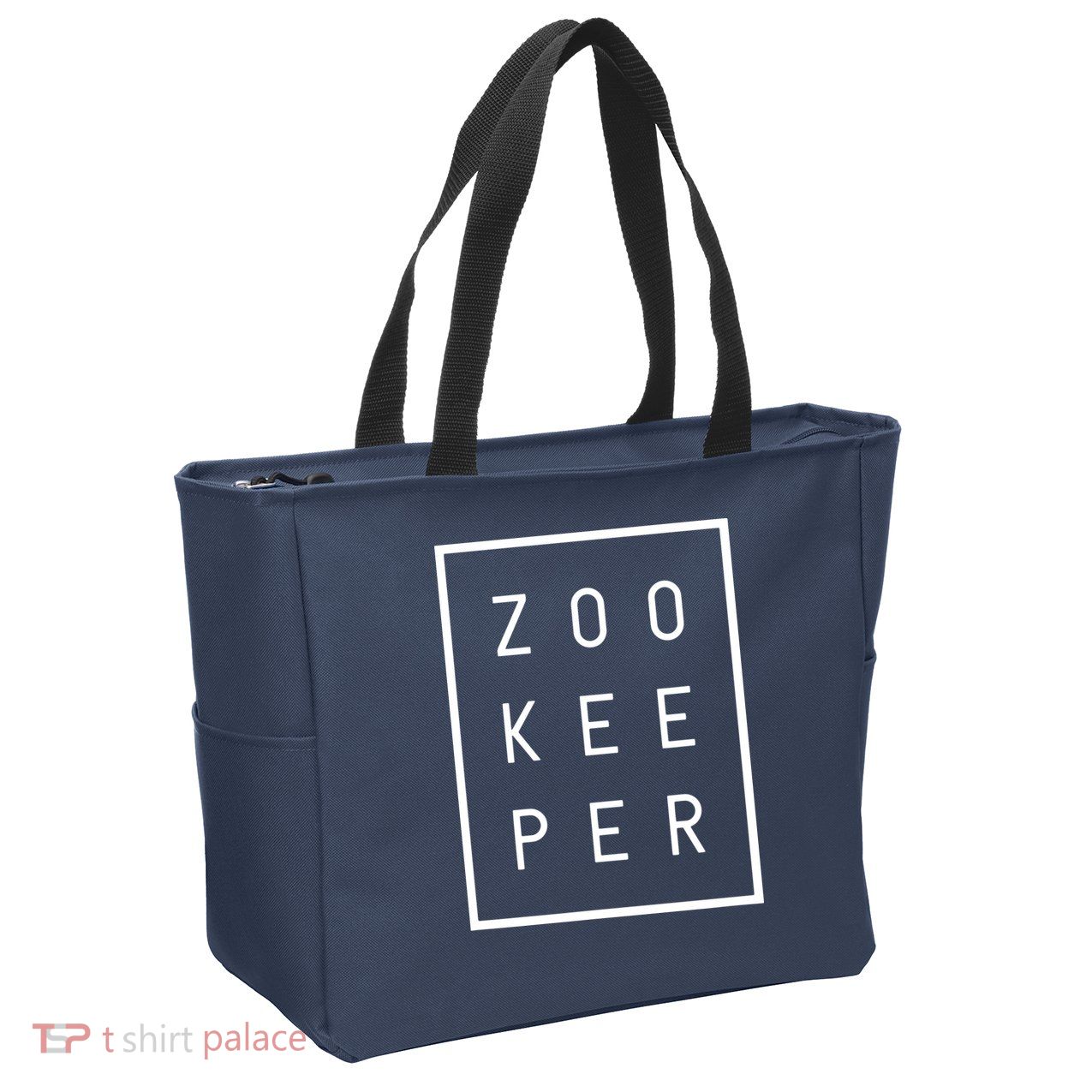 Zookeeper Gifts White Text Zoo Keeper Minimalist Zip Tote Bag
